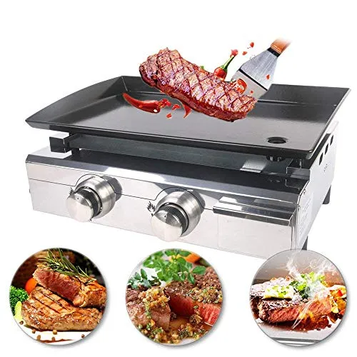 YF-SURINA Plancha Flame Gas Table Grill Gastro Padella con piastra in acciaio smaltato e 3 bruciatori in acciaio da tavolo con tecnologia Blueflame per grigliate mediterranee a Plancha