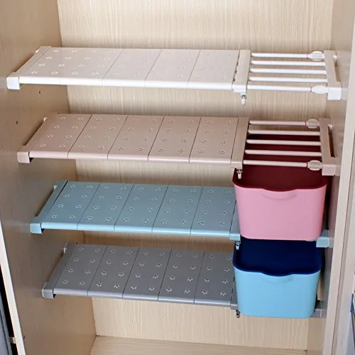 AEVEL telescopico Storage Rack-Kithchen, per armadi, Bagno, Caddy, Guardaroba, armadi, Scomparto Raccogliere Prop-Scaffale Estensibile Regolabile 56-95 cm Bianco