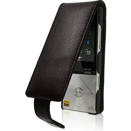igadgitz U3521 Custodia Vera Pelle e Proteggi Schermo Compatibile con Sony Walkman NWZ-A15, NWZ-A17, NW-A25 e NW-A27 8GB 16GB - Nero