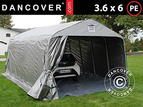 Dancover Tenda Garage PRO 3,6x6x2,68m PE, con Pavimento, Grigio
