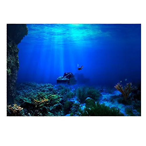 Acquario Sfondo HD Sottomarino Coral Reef Foto Carta da Parati Acquario Pesce Mare Murale XXL Sottomarino Underwater Mondo Decorazione della Parete(76 * 46cm)