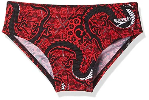 Speedo Dragonzen Allover 6.5 cm Costume Slip, Bambino, Multicolore (Dragonzen Lava Red/Black), 22 (4 anni)