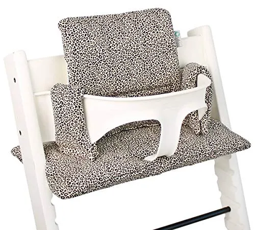 Ukje-Cuscino per Seggiolone Pappa modello Stokke Tripp Trapp Set di 2 Cuscini Schienale e Seduta Tessuto Velluto Comodo e Facile da Pulire Imbottitura Cuscini in Cotone Oeko tex Leopardo