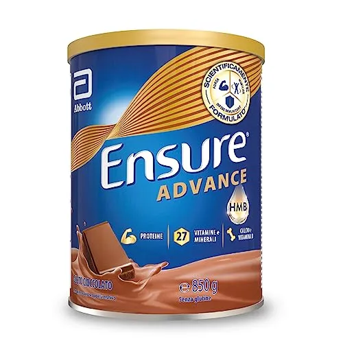 Ensure Advance Formula Nutrivigor Integratore alimentare proteico in Polvere, con 27 Vitamine e Minerali, Integratore Alimentare con Proteine, Calcio e HMB, Confezione 850g, Gusto Cioccolato