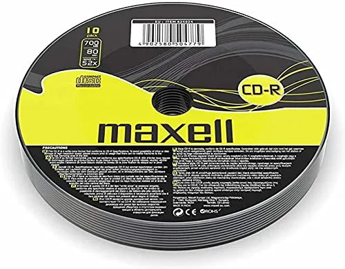 Maxell CD-R80 XLS 700MB, Confezione 10 CD-R Senza Custodia