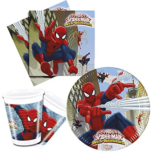 Procos 10108558B - set per feste per bambini Marvel Ultimate Spiderman, Web Warriors, piatti, tazze, tovaglioli, decorazioni per la tavola, feste di compleanno per bambini, barbecue, feste a tema
