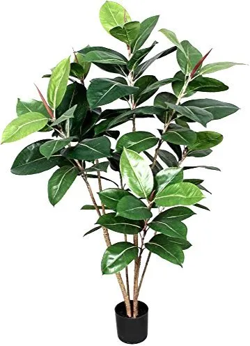 Ficus Elastica Verde - Pianta Finta Albero Artificiale da Arredo Interno - Alta 120 cm