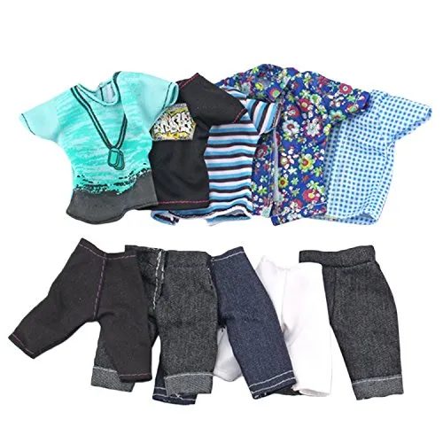 Beetest 5 Set Moda Abbigliamento Casual Vestiti per Bambole Giacca Pantaloni Abiti Accessori per Uomo Ragazzo Ken Barbie Dolls Stile Casuale