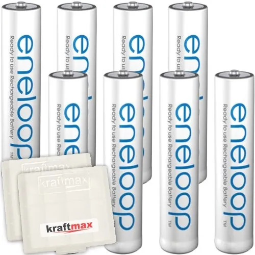 kraftmax Panasonic Eneloop - 8 Batterie ricaricabili AAA/micro, V5, ultima generazione, alte prestazioni