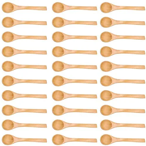 30 pezzi Mini Cucchiaio Legno Fatto a Mano Cucchiai per Bambini Piccolo Cucchiaini per Bambini Gelato Zucchero Miele Caffè Tè Sale Cucchiaio Cucina Cucchiaini per Condimenti