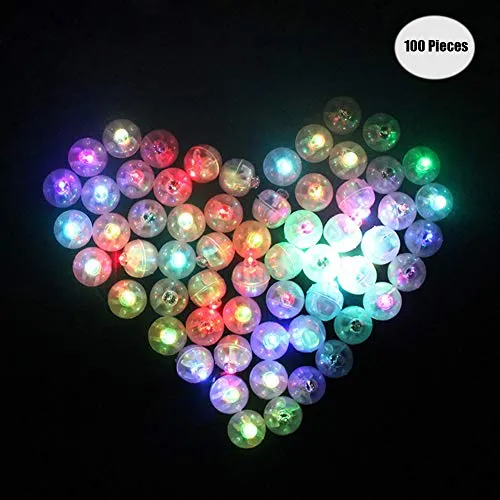 Yuccer LED Palloncini luci per Lanterne di Carta, Mini Balloon Lights per Decorazioni Floreali per Feste Nuziali 100pz (A Round)