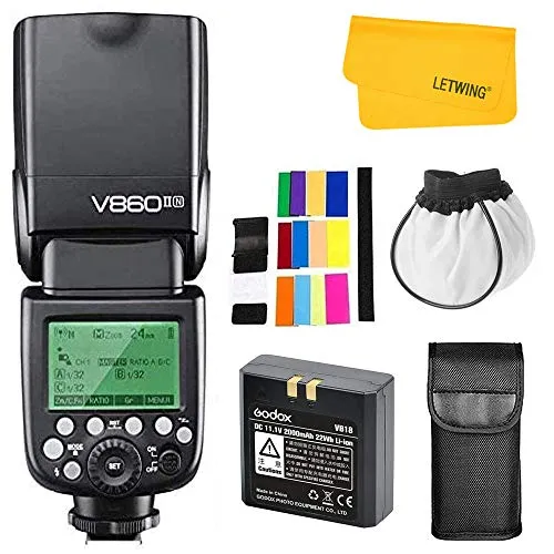 Godox V860II-N TTL Fash 2.4 G HSS 1/8000s con Li-on Batteria Fotocamera Flash Speedlite for Nikon D3500 D5600 Z6 D5300 D750 D7500 D850 D5600 (V860II-N)