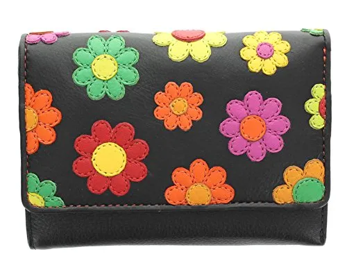 Portafoglio Flap Over da Donna in Pelle Visconti Collezione Daisy PARIS Blocco RFID DS81 Nero