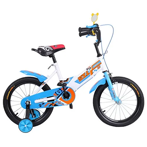 MuGuang 16 Pollici Bicicletta da Bambina Bicicletta per Bambino Studio apprendimento Equitazione Bici Ragazzi Ragazze Bicicletta con stabilizzanti per 4-8 Anni (Blu)