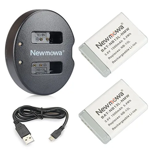 Newmowa NB-13L Batteria (confezione da 2) e Doppio Caricatore USB per Canon NB-13L, Canon PowerShot G5X G7X G9X G7 X Mark II G9 X Mark II SX620 HS SX720 HS SX730 HS SX740 HS Camera