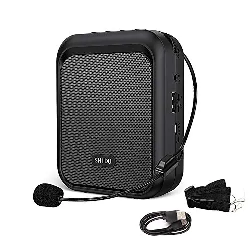 Amplificatore vocale SHIDU Altoparlante Bluetooth portatile ricaricabile con microfono cablato Cuffie 10W 1800mAh Sistema PA Supporta audio in formato MP3 per insegnanti, canto,allenatori, formazione