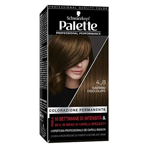 Schwarzkopf, Palette Colorazione Permanente, Tinta per Capelli, Crema Colorante Professionale, Copertura dei Capelli Bianchi, Sistema Anti-danni, Tonalità 4-8 Castano Cioccolato