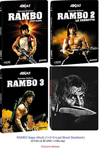 RAMBO Saga (4Kult) (1+2+3+Last Blood Steelbook) (4 Film) (4 4K UHD + 4 Blu-ray)