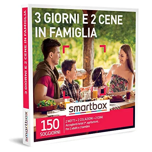 Smartbox - Cofanetto regalo 3 giorni e 2 cene in famiglia - Idea regalo per la famiglia - 2 notti con colazione e 2 cene per 2 adulti e 2 bambini