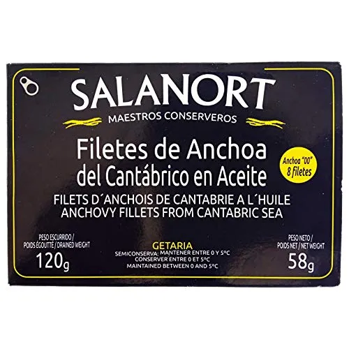 Filetti di acciughe cantabriche in salamoia serie"00" 8 filetti 120gr Salanort