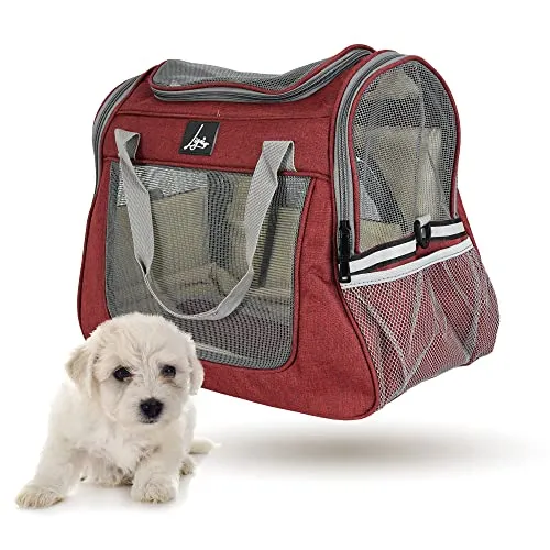 Ligo Amber-Trasportino per Cani e Gatti, Borsa da viaggio per animali domestici morbida,Borsa Ripiegabile.Borsa trasportino a tracolla.porta-animali domestici. (ROSSO)