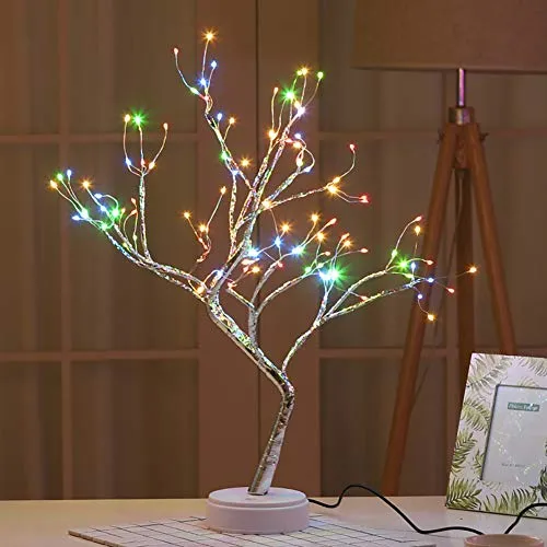 108 LED Albero Bonsai Lampada da Tavolo,Lampada ad albero illuminata Luce a forma di albero Luci LED Batteria USB Interruttore a sfioramento Light per Matrimonio Camera Da Letto Decorazione