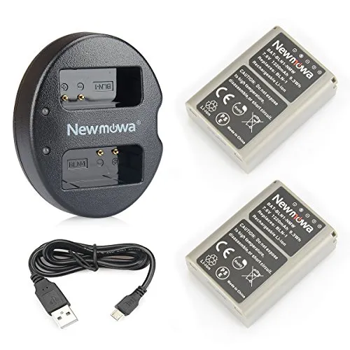 Newmowa BLN-1 Batteria (confezione da 2) e Doppio Caricatore USB per Olympus BLN-1, BCN-1 e Olympus OM-D E-M1, OM-D E-M5, PEN E-P5,OM-D E-M5 II