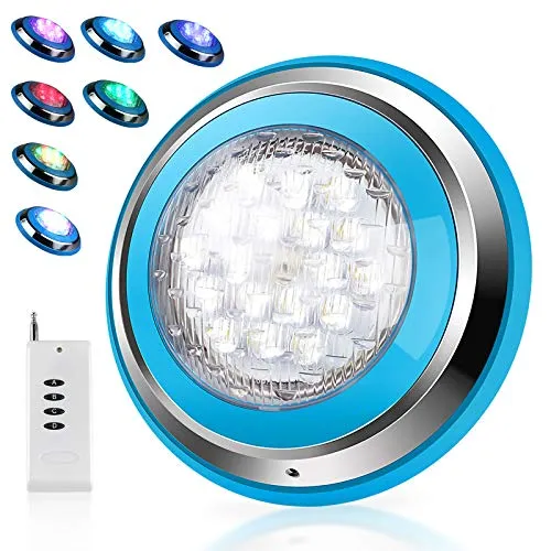 Roleadro 54W RGB Luce Led Piscina, Lampada Led 12V per Illuminazione Piscina, Impermeabile IP68 Luci per Piscina con Telecomando, Faretto per Piscina Per Acquario Piscina Giardino