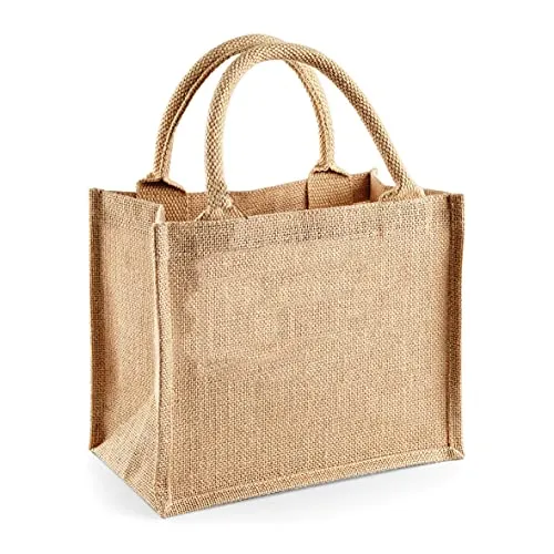 Jute Mini Gift Bag - 100% Juta con manici in cotone, dimensioni: 26 x 22 x 14 cm (Naturale/Naturale)
