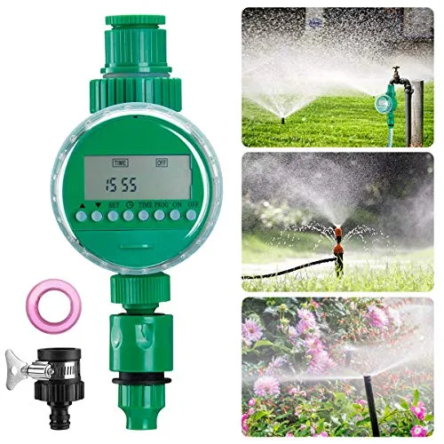 mopalwin Irrigatore Automatico Timer Irrigazione, Irrigazione a Goccia con LCD Display Regolabile Programmatore, per Giardino Serra Agricoltura Orto