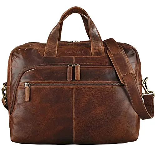 STILORD 'Lias' Borsa da lavoro e per Pc portatile 15,6 pollici in pelle Ventiquattrore con tracolla Portadocumenti per ufficio vintage uomo donna, Colore:kara - cognac