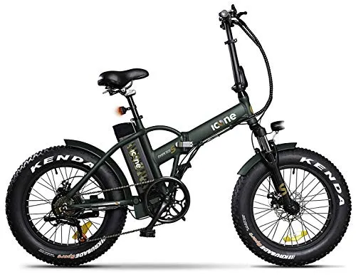 giordanoshop Fat-Bike Bicicletta Elettrica Pieghevole a Pedalata Assistita 20" 250W Icon.E Marines Green S Verde