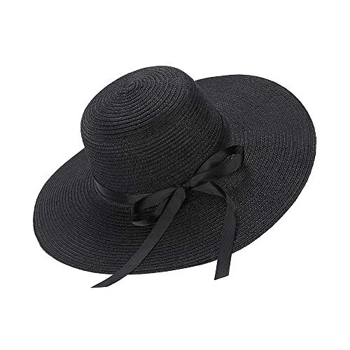 Cappello da Sole da Donna Floppy Foldable Bowknot Grande Cappello a Tesa Larga Cappello Estivo da Spiaggia Protezione UV UPF50