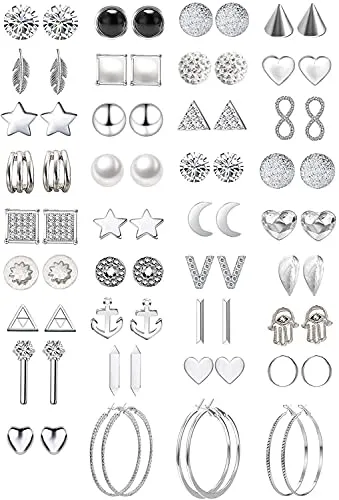36 paia assortiti orecchini multipli orecchini gioielli con carta per le donne ragazze semplice set di orecchini a cerchio (Stile 2)