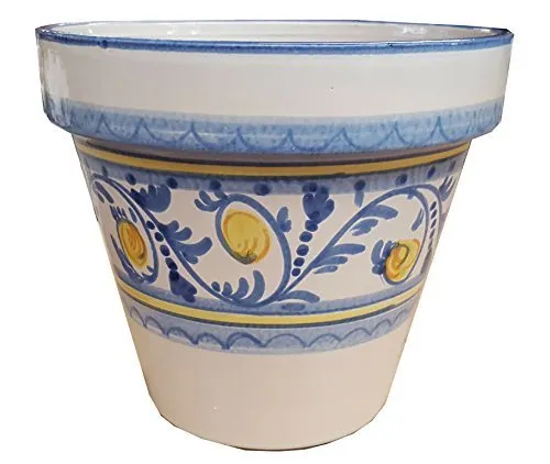 VASO ISCHIA IN CERAMICA ARTISTICA VIETRESE, DIPINTO A MANO PER PIANTE E FIORI – MADE IN ITALY; ALTEZZA CM. 38, DIAMETRO CM. 46.