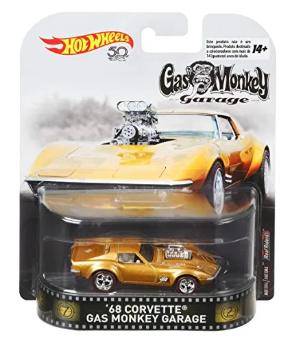 Hot Wheels Modellino Metallo Corvette 1968 da Gas Monkey Garage 7cm Scala 1/64 Originale FLD15