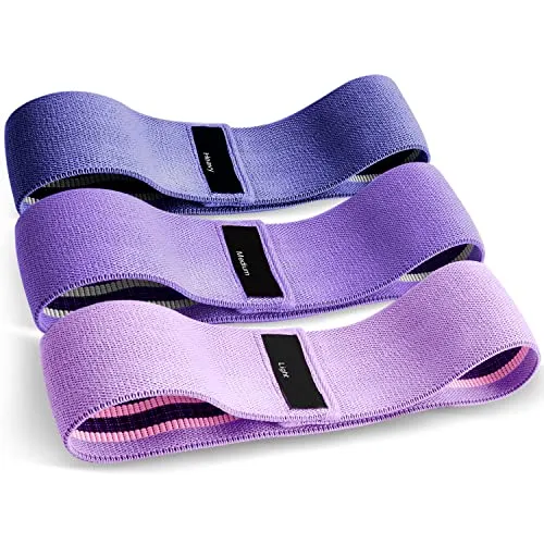 Elastici Fitness，Fasce Elastico Fitness in Tessuto con 3 Livelli di Resistenza，Bande Elastiche Fitness Antiscivoli per Esercizi Glutei, Yoga, Pilates, Palestra(3 Pezzi) (lavanda, viola, viola scuro)