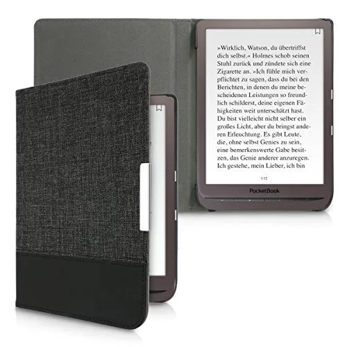 kwmobile Cover compatibile con Pocketbook InkPad 3/3 Pro/Color - Custodia a libro in tela e pelle PU - Flip Case per eReader