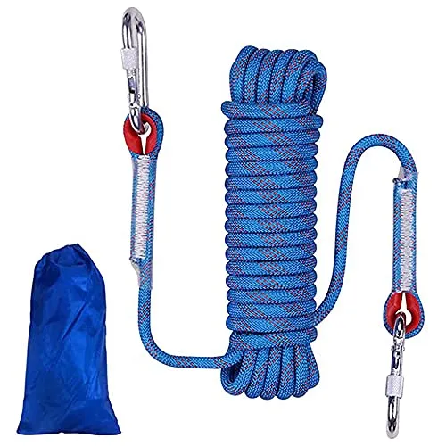 IWILCS Corda per arrampicata allaperto, corda antincendio, corda in nylon con moschettone 8 mm, lunghezza 10 m, per accessori da trekking allaperto campeggio sportivo