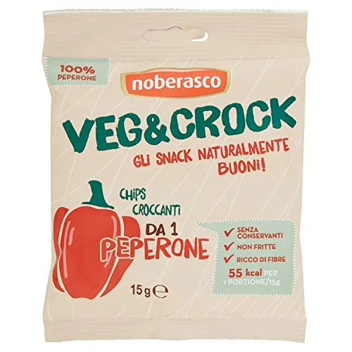 Veg&Crock Peperoni -  Noberasco-15 g- Chips di verdure: peperoni disidratati