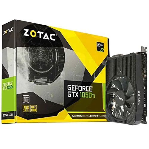 Zotac GeForce GTX 1050 Ti Mini Scheda Video 4GB GDDR5, Clock Base 1303 MHz, 768 CUDA cores, DisplayPort 1.4, HDMI 2.0b, DL-DVI