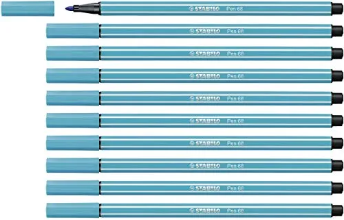 Pennarello Premium - STABILO Pen 68 - Confezione da 10 - Blu Chiaro