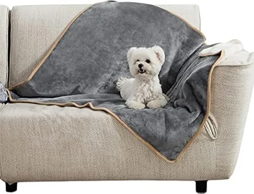 Lesure Copertine Impermeabile per Cani Grandi - 100x80cm Coperta per Cani Lavabile, Protezione per Divani in Pile Sherpa, Copertine Morbida e Soffice per Gatti, Grigio