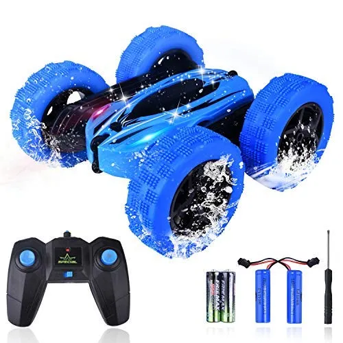 BONROB Macchina Telecomandata, 2.4GHZ Telecomando Macchina Acrobatica RC Stunt Car 4WD 360° Rotazione con Luci a LED per Bambini e Adulto Blu