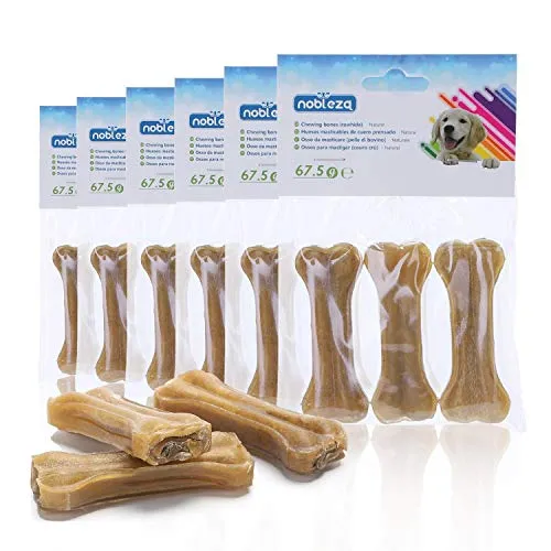 Nobleza - 18 Pezzi Osso Pressato per Cani Pelle Bovina Rinforzante per Denti Bastone Dentale Snack per Cani 7.6 cm