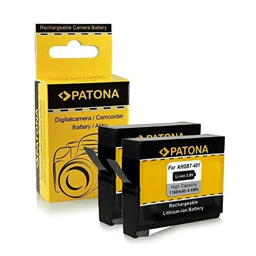 PATONA 2x Batteria AHDBT-401 Compatibile con GoPro Hero 4