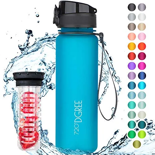 720°DGREE Bottiglia d'Acqua “uberBottle“ - 500ml +Infusore, Tritan Senza-BPA, Prova di Perdite - Il Borraccia Sportiva per Bambini, Scuola, Sport, Fitness, Ciclismo, Palestra, Outdoor, università