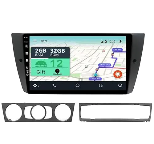 YUNTX Android 12 2 Din Autoradio per BMW E90/E91/E92/E93 (2005-2012)-9" Touch Screen-Gratuiti Camera-Support DAB/Bluetooth 5.0/CarPlay/WiFi/Controllo del volante/Mirror-Link/WiFi/USB/4G