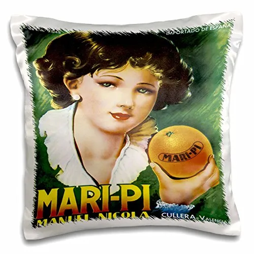 BLN Vintage Fruit and Vegetable Crate Labels - Vintage Mari-Pi Manuel Nicola Imported Oranges Crate Label - 16x16 inch Pillow Case (pc_129866_1)