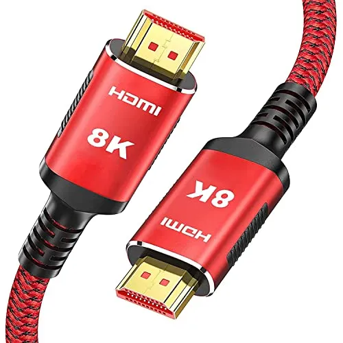 2m Cavo HDMI 2.1 da m 8K - Snowkids Ultra High Speed 48 Gbps spina dorata UHD 8K@60HZ &4K@120HZ 4:4:4 dinamico HDR10+ 7680 * 4320 con eARC HDCP 2.3 compatibile con PS5,PS4, HDTV, PC (Rosso, 2meter)
